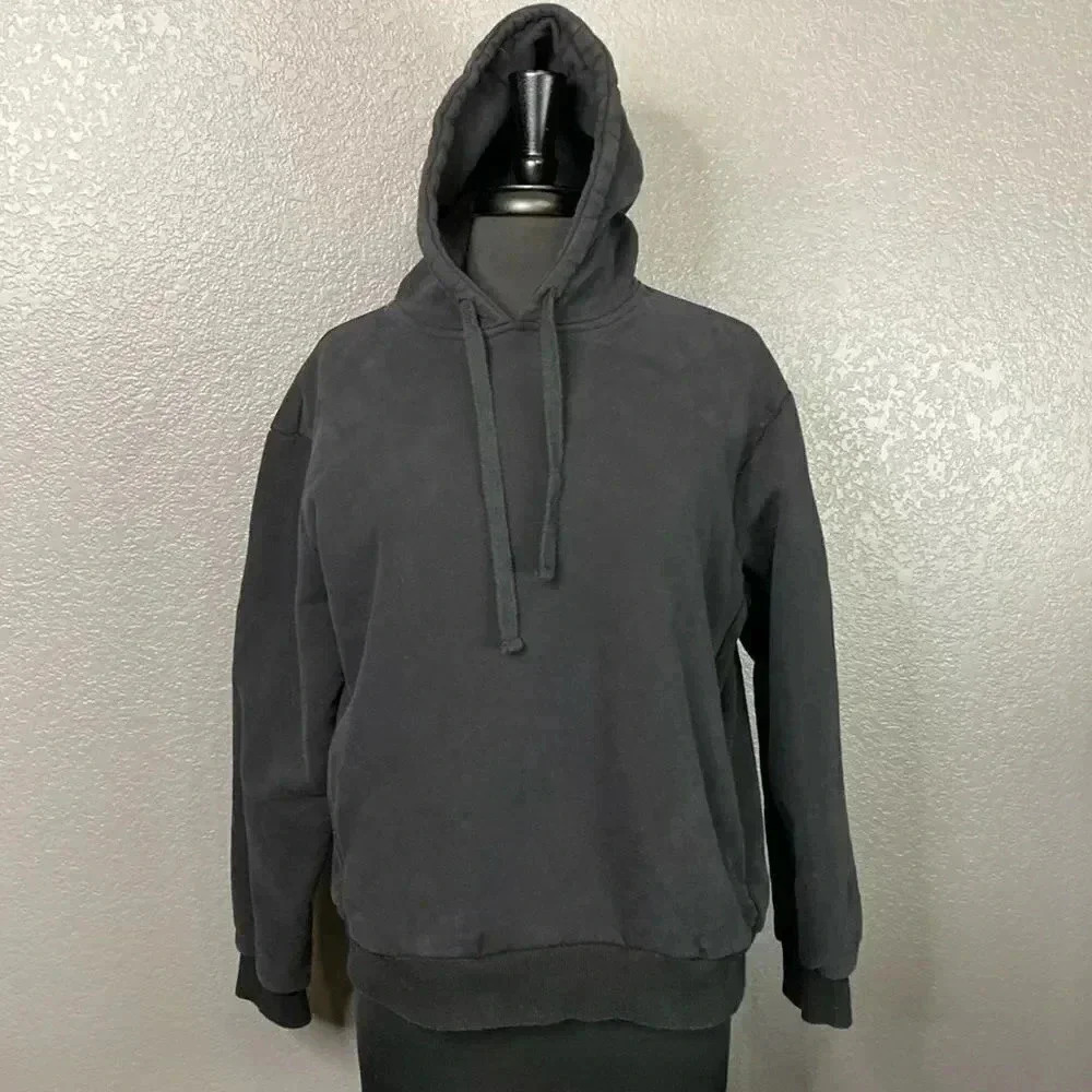 The Label Black Brushed Terry Hoodie Size Large 1110
